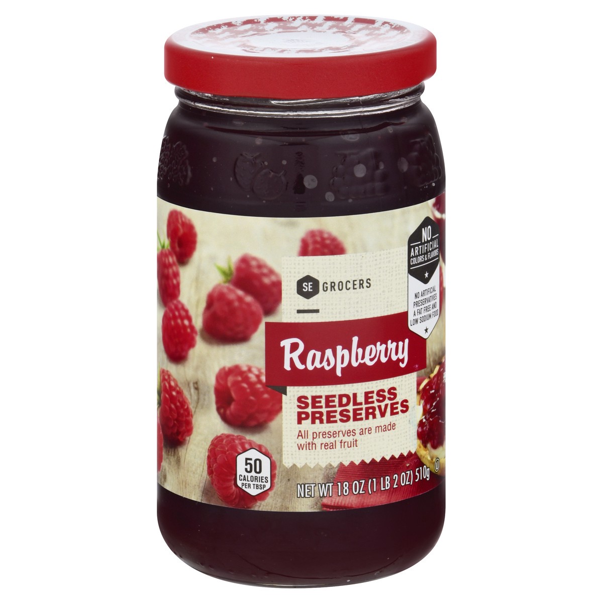slide 5 of 9, Se Grocers Seedless Raspberry, 18 oz