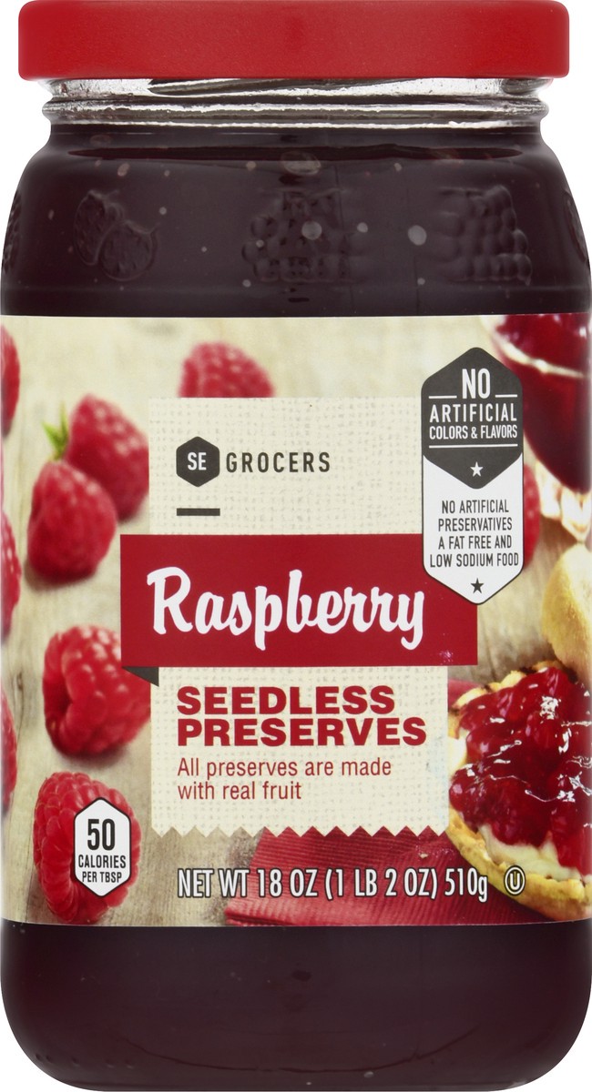 slide 2 of 9, Se Grocers Seedless Raspberry, 18 oz