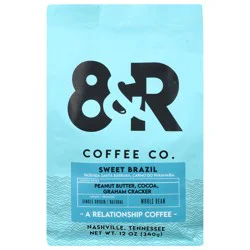 8&R Coffee Co. Whole Bean Sweet Brazil Coffee 12 oz