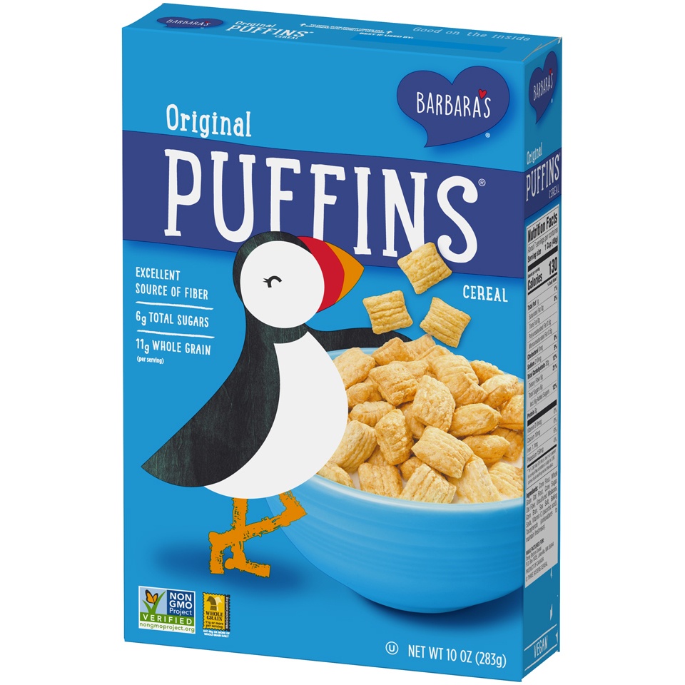 slide 3 of 8, Barbara's Puffins Original Cereal Display, 10 oz