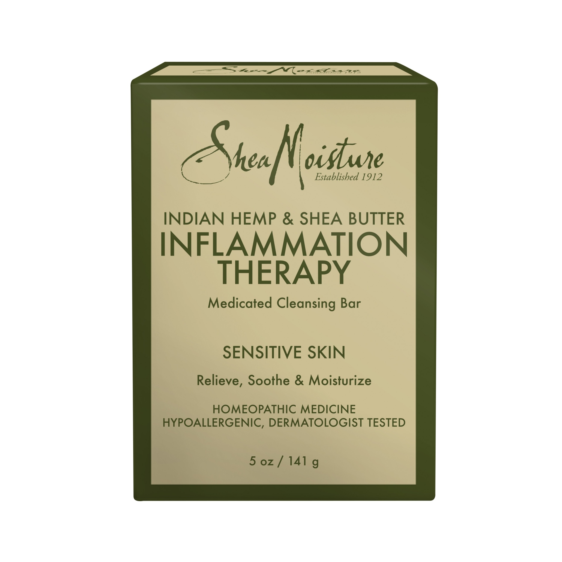 slide 1 of 1, SheaMoisture Indian Hemp & Shea Butter Inflammation Therapy Medicated Cleansing Bar, 5 oz