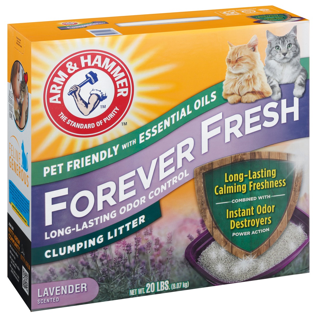 slide 2 of 9, Arm & Hammer Clumping Cat Litter Forever Fresh with Lavender Essential Oils, 20 lb