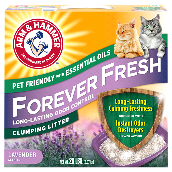 slide 1 of 1, ARM & HAMMER Clumping Cat Litter Forever Fresh with Lavender Essential Oils, 20 lb