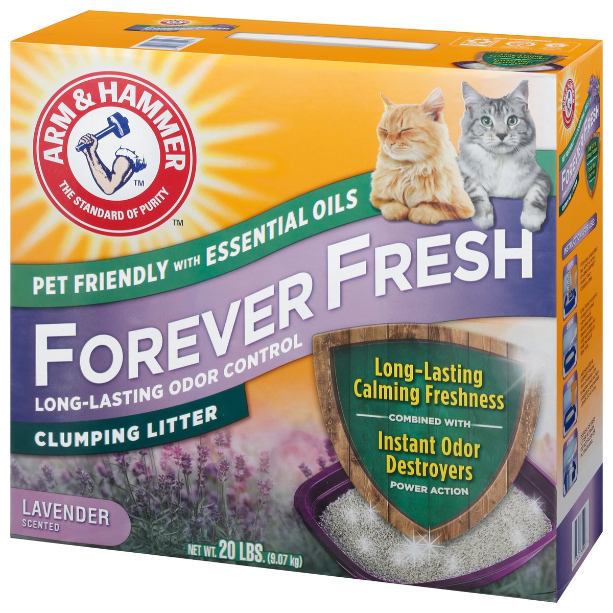 slide 3 of 9, Arm & Hammer Clumping Cat Litter Forever Fresh with Lavender Essential Oils, 20 lb