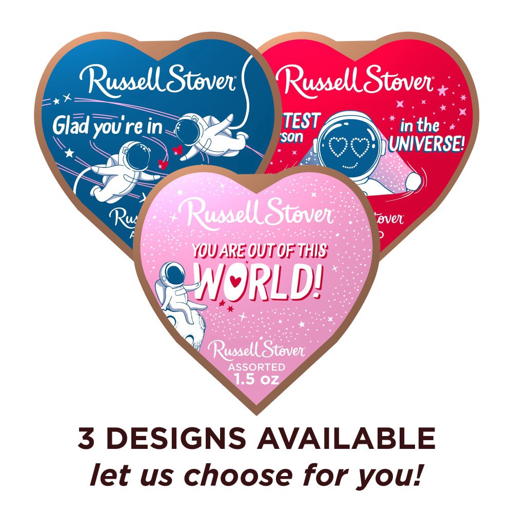 slide 3 of 6, Russell Stover Valentine's Day Cosmic Heart Assorted Milk & Dark Chocolate Gift Box, 3 Pieces, 1.5 oz