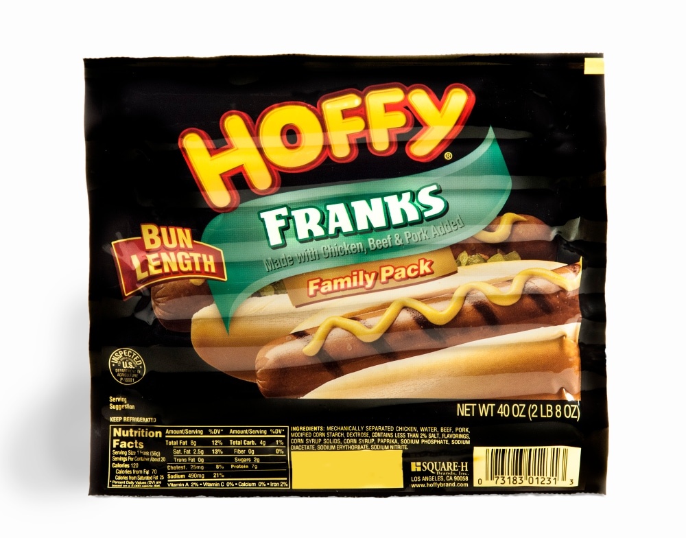 slide 1 of 1, Hoffy Bun Length Meat Franks, 2.5 lb