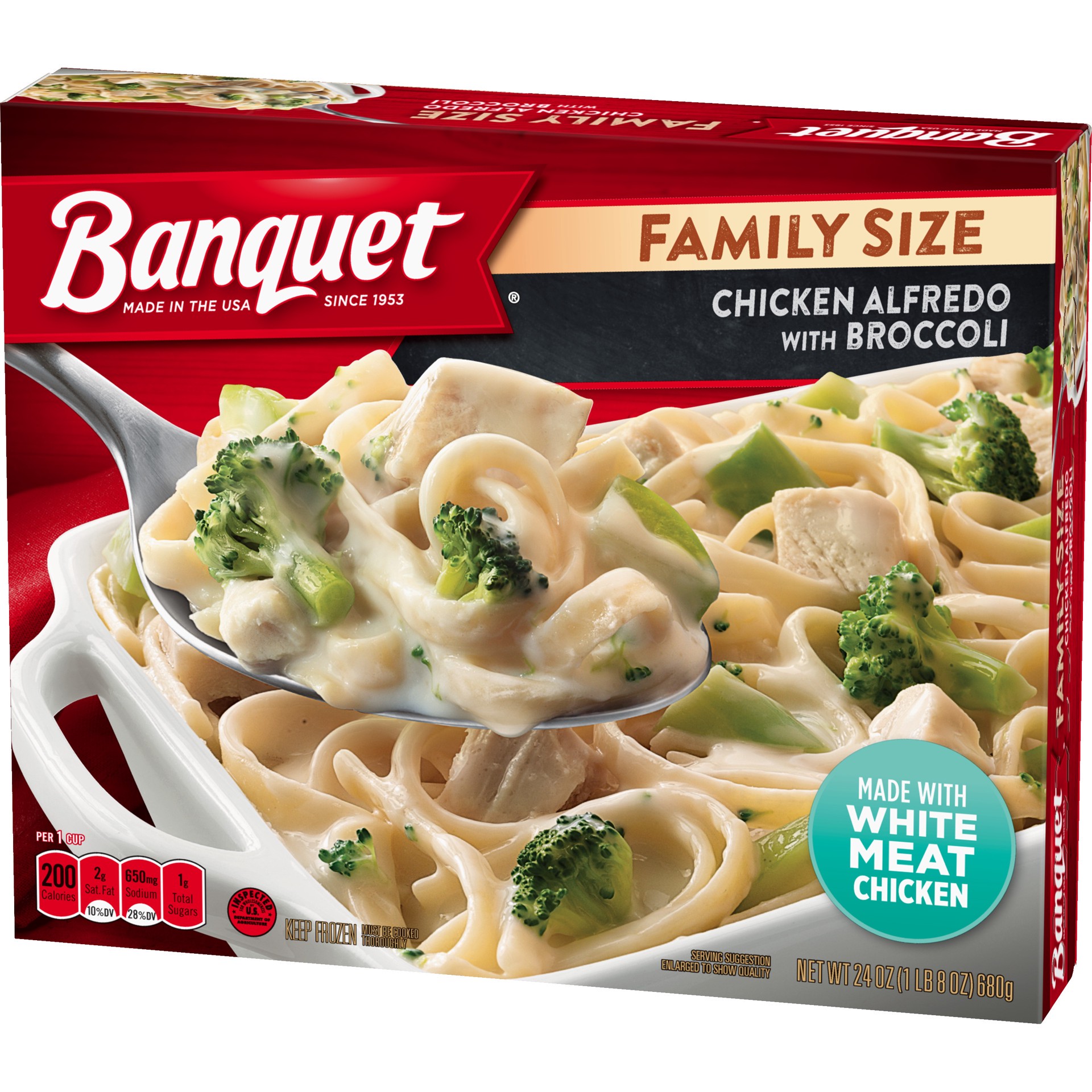 slide 5 of 5, Banquet Chicken Alfredo with Broccoli Family Size 24 oz, 24 oz