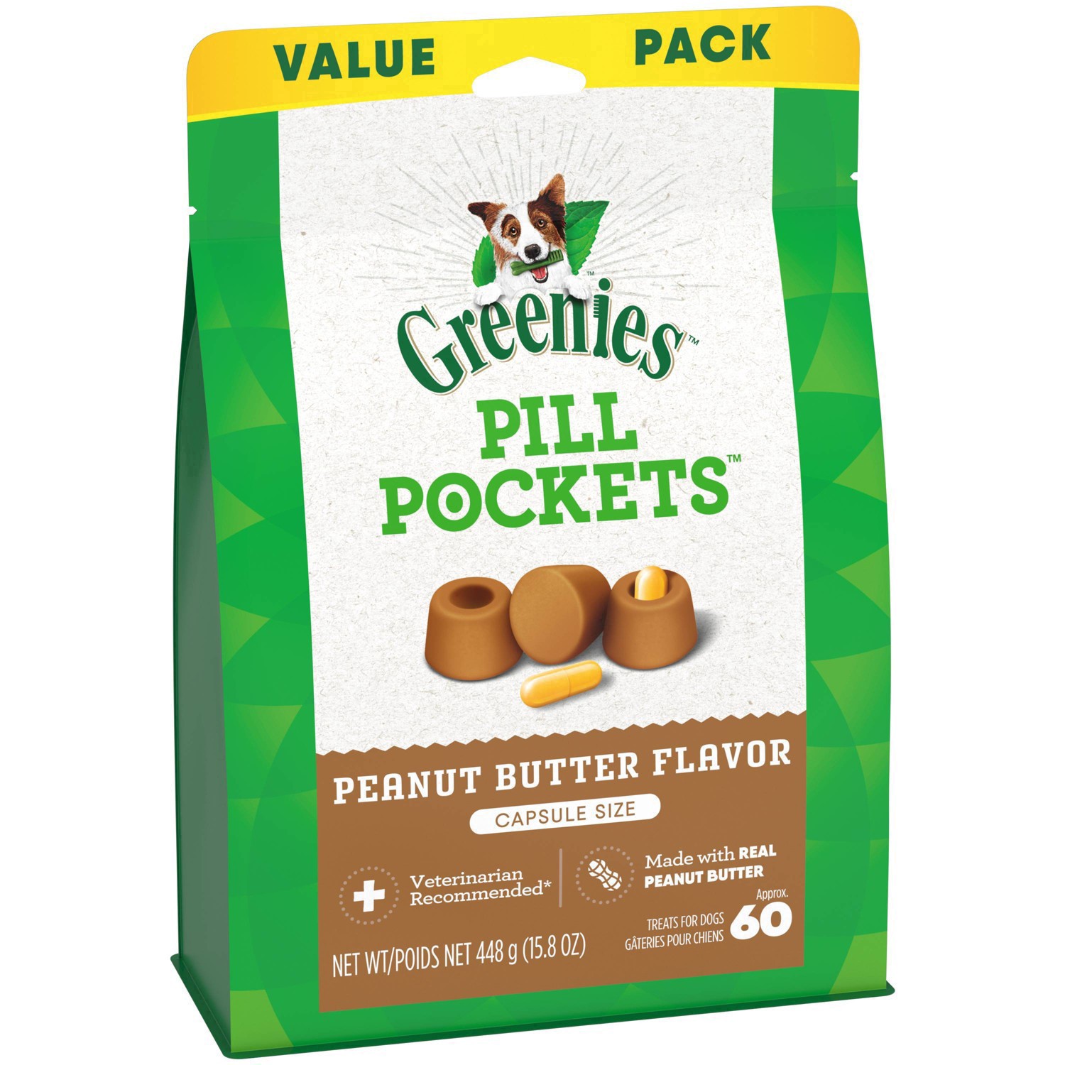 slide 2 of 4, Greenies Pill Pockets Peanut Butter Flavor Treats for Dogs Capsule Size Value Pack 15.8 oz, 15.8 oz