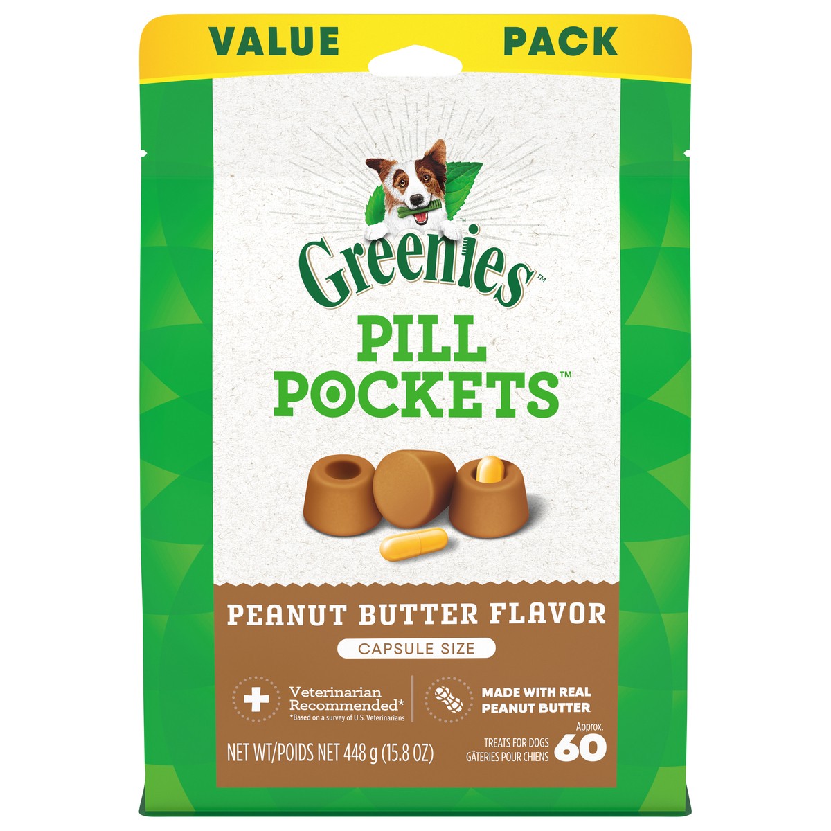 slide 1 of 4, Greenies Pill Pockets Peanut Butter Flavor Treats for Dogs Capsule Size Value Pack 15.8 oz, 15.8 oz