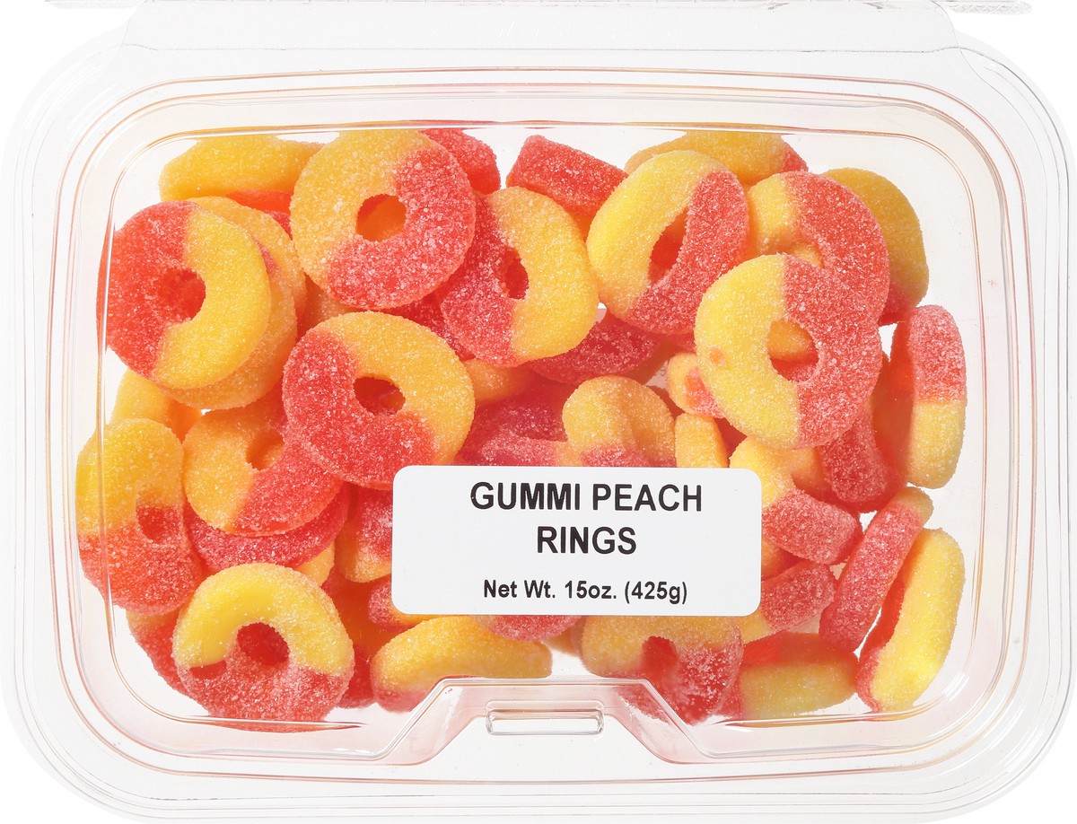 slide 6 of 12, JLM Manufacturing Gummi Peach Rings 15 oz, 15 oz