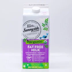 Sunnyside Farms, Organice Cream Fat Free Milk
