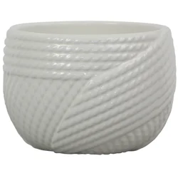 6 in Rope Ceramic Planter - White