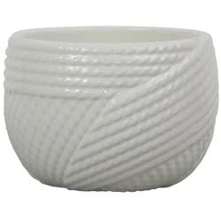 6 in Rope Ceramic Planter - White