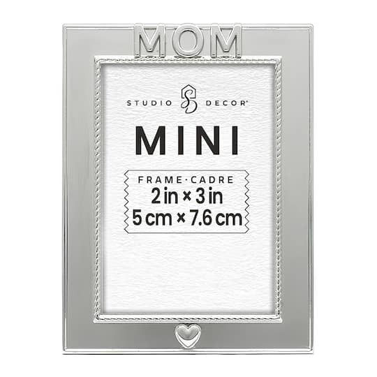 slide 1 of 3, Mini Silver Mom Frame By Studio Decor, 2 in x 3 in