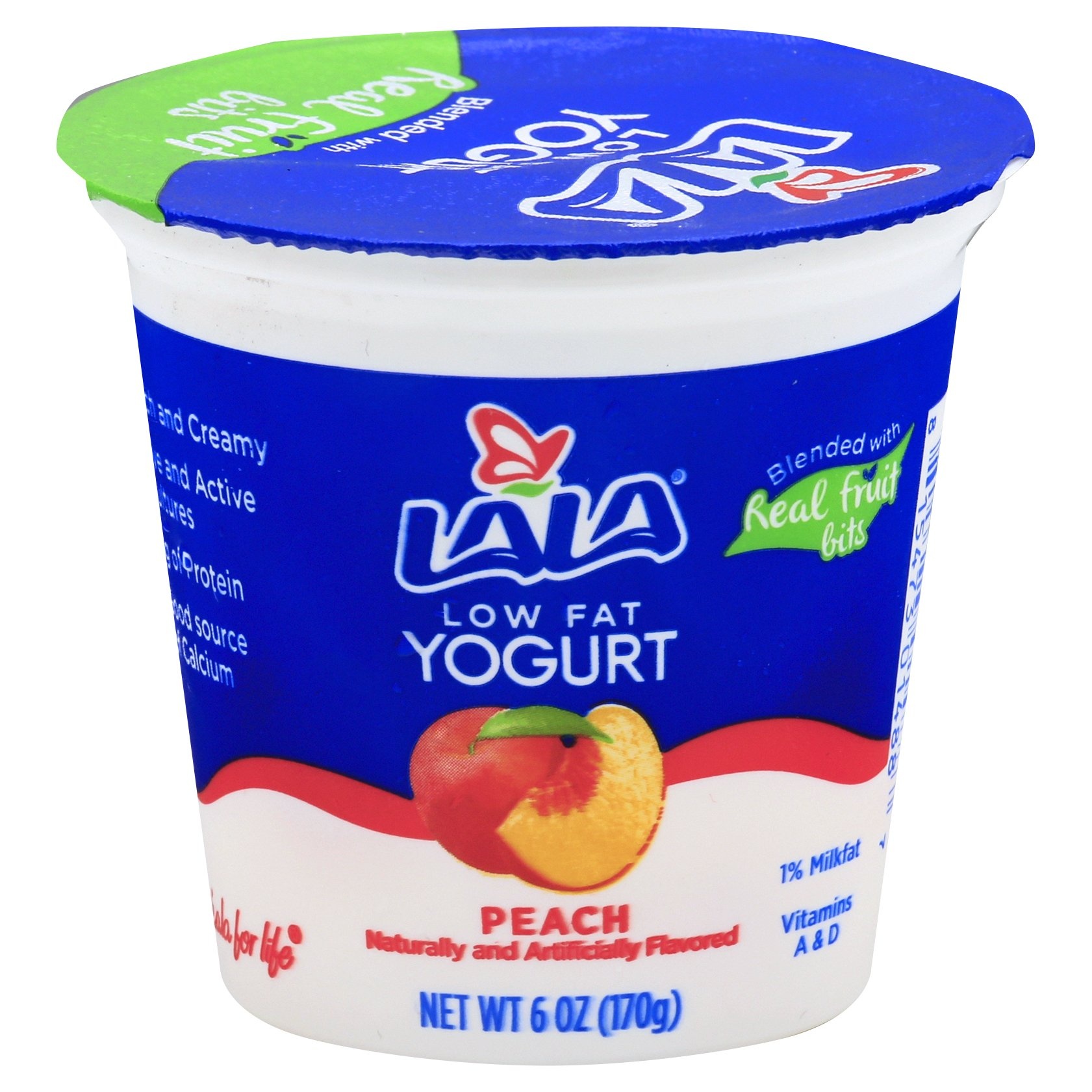 slide 1 of 6, LALA Reduced Fat Peach Yogurt, 6 oz