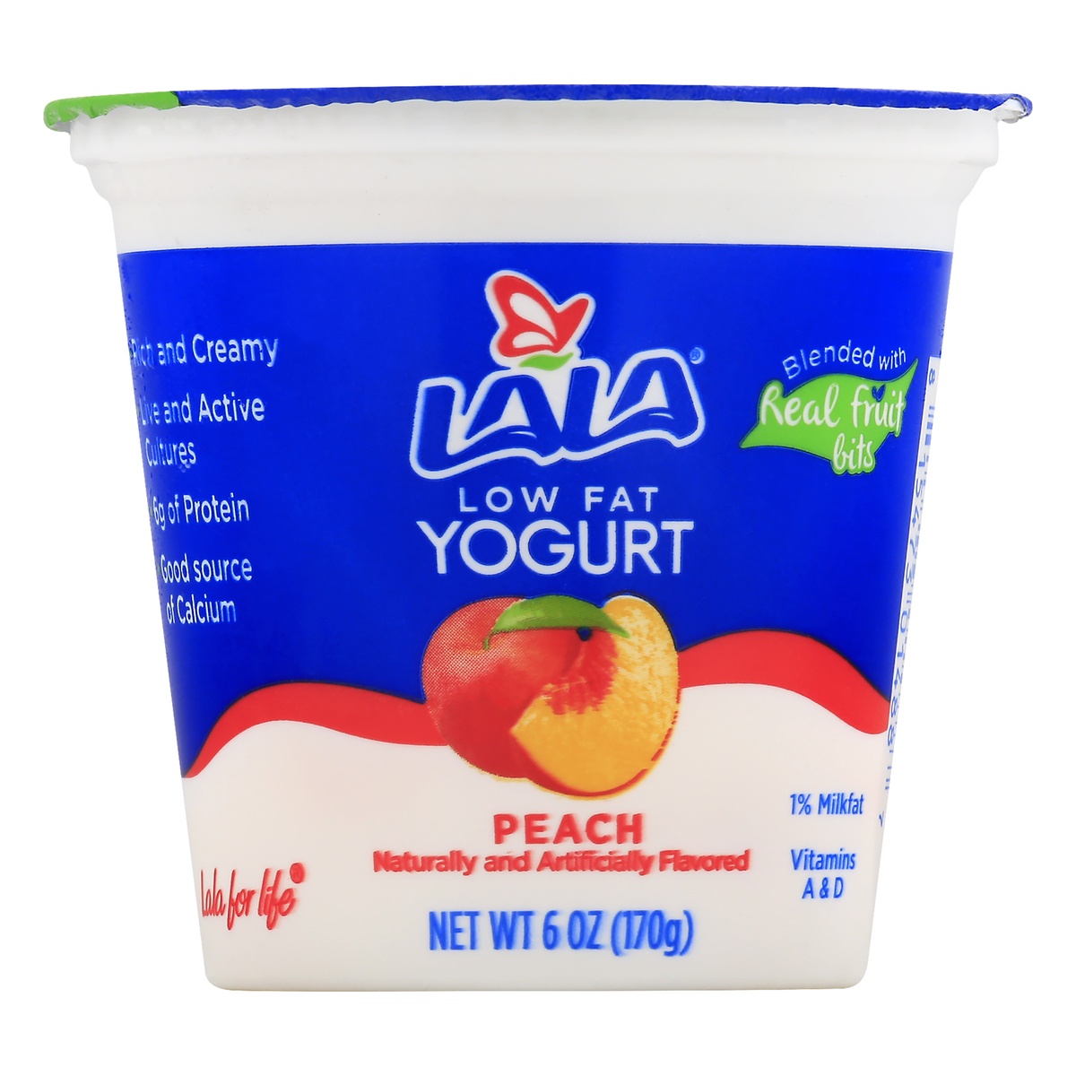 slide 1 of 6, LALA Reduced Fat Peach Yogurt, 6 oz