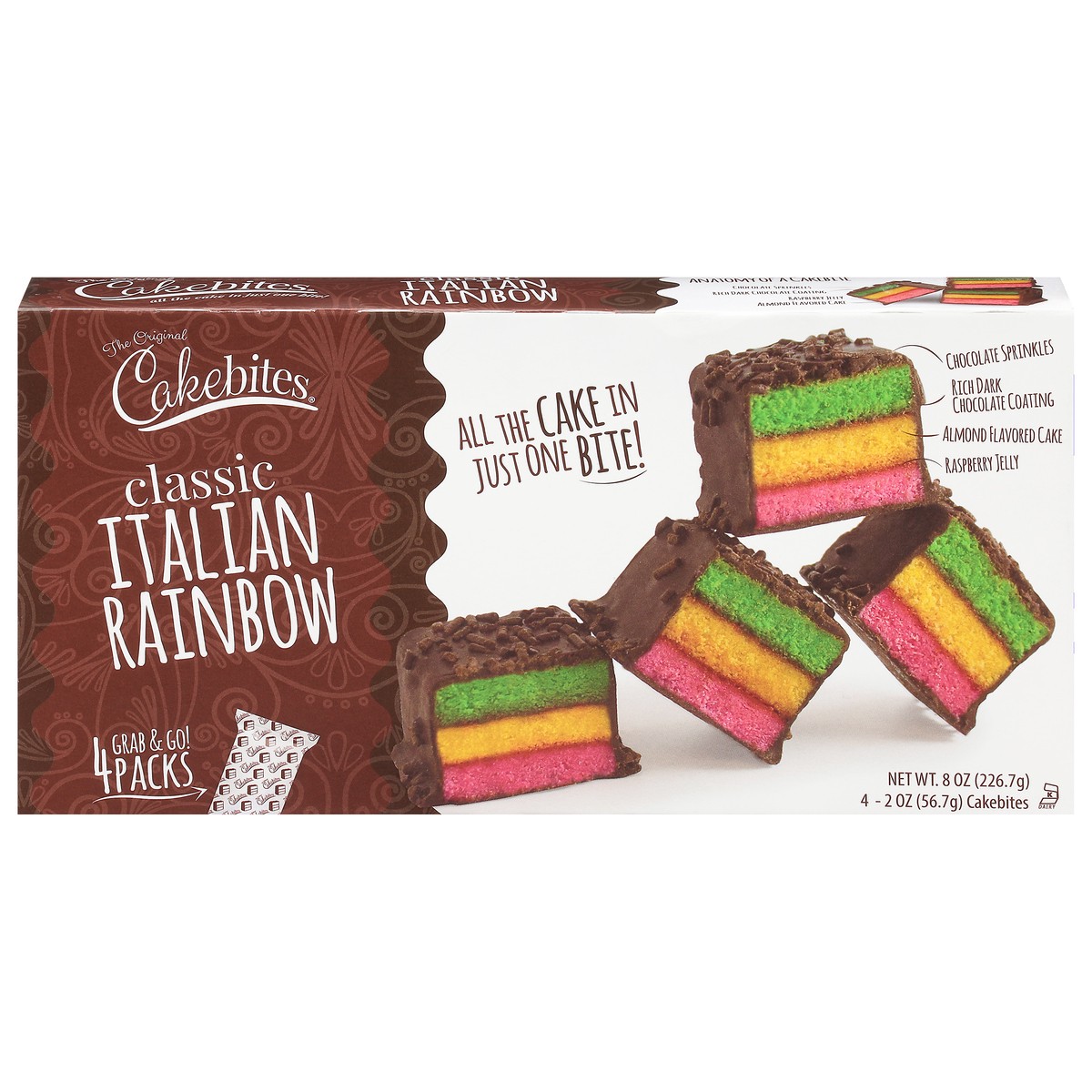 slide 1 of 9, Cakebites Classic Italian Rainbow Cake 4 - 2 oz ea, 8 oz