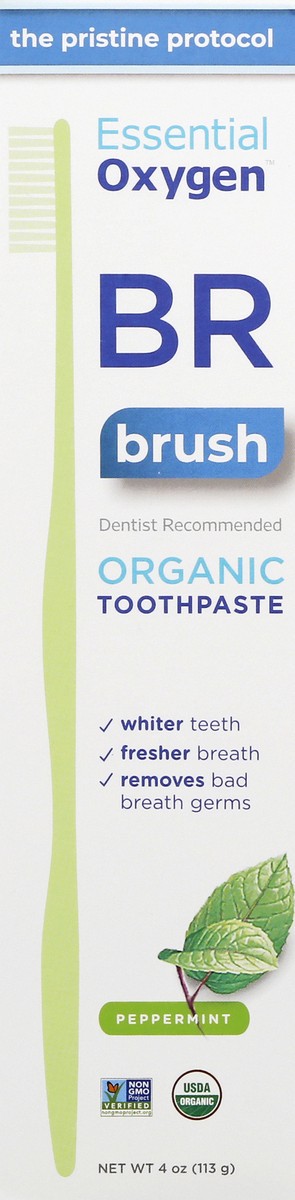 slide 4 of 12, Essential Oxygen BR Brush Peppermint Toothpaste 4 oz, 1 ct