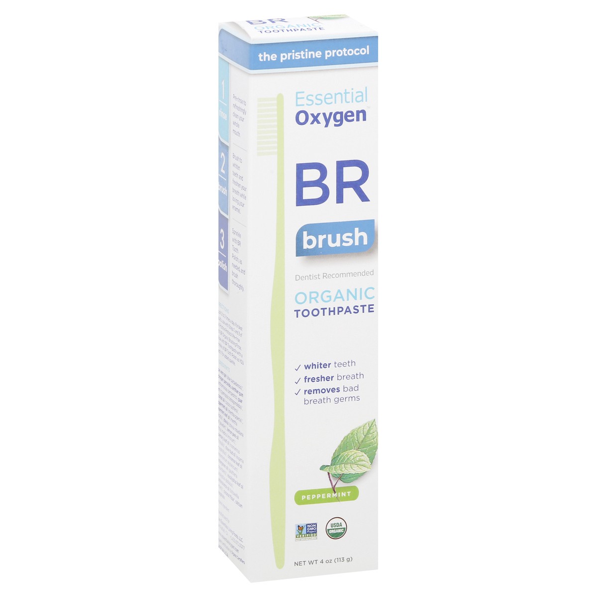 slide 5 of 12, Essential Oxygen BR Brush Peppermint Toothpaste 4 oz, 1 ct