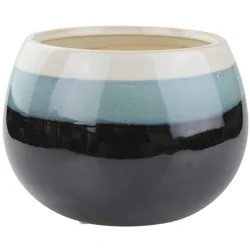 8 in Geode Round Ceramic Planter, Blue