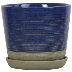 7 in Knight Ceramic Planter, Blue