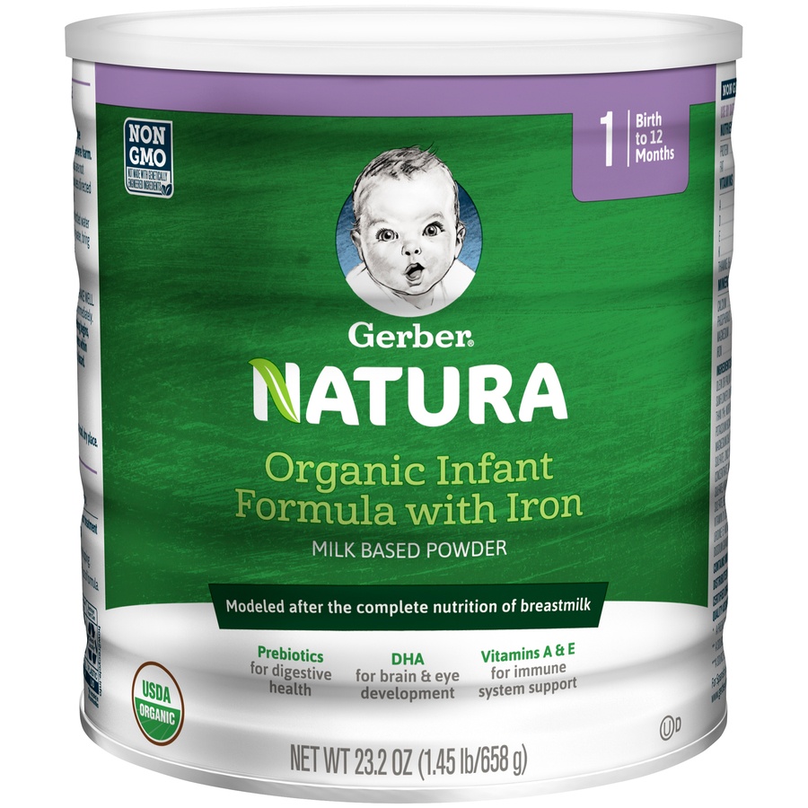 slide 1 of 7, Gerber Organic Infant Formula With Iron Milk Based Powder, 23.2 oz
