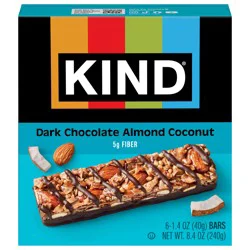 KIND Dark Chocolate Almond Coconut Bars, Low Glycemic Index, Gluten Free Bars, 1.4 OZ, (6 Count)