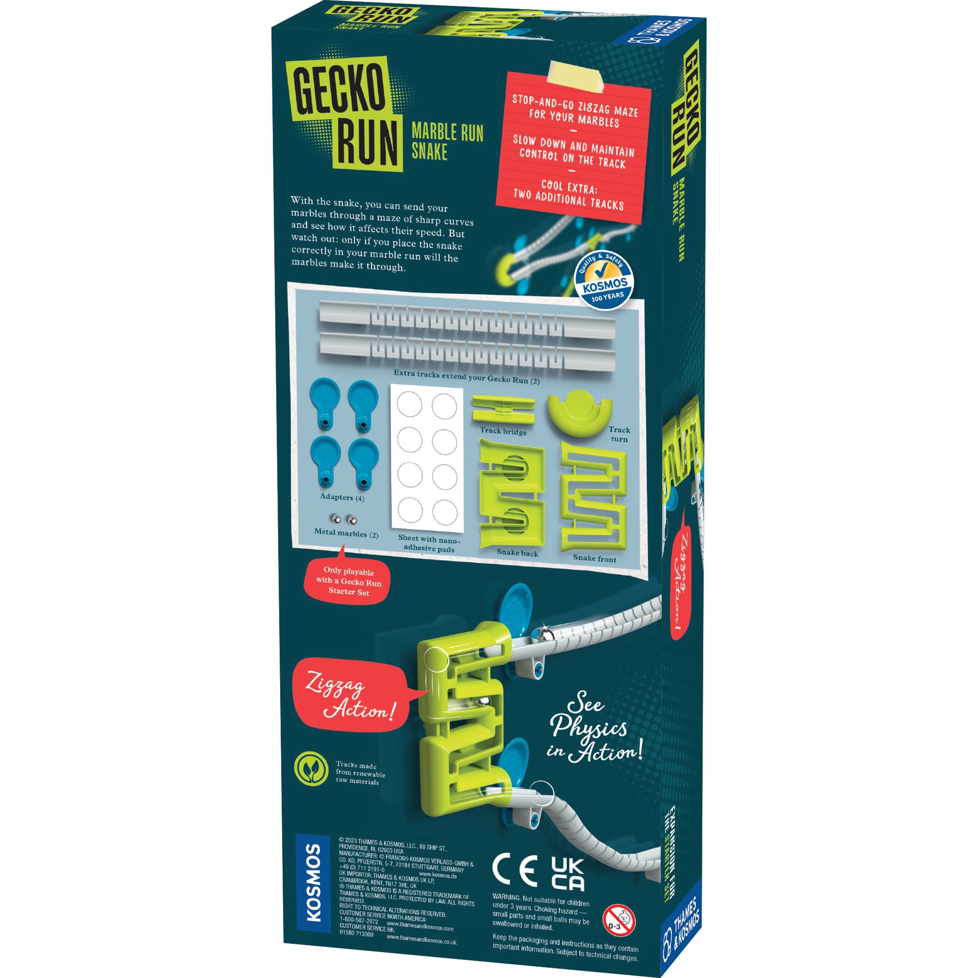 slide 3 of 3, Thames And Kosmos Thames & Kosmos Gecko Run: Marble Run Snake Expansion Pack, 4.8 in x 11.2 in x 2 in