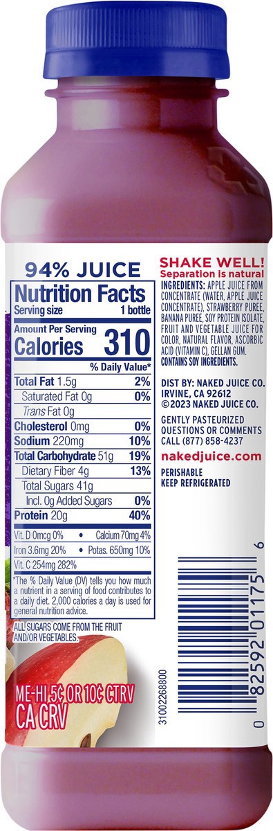 slide 12 of 12, Naked Protein Strawberry 15.2 Oz, 15.20 fl oz