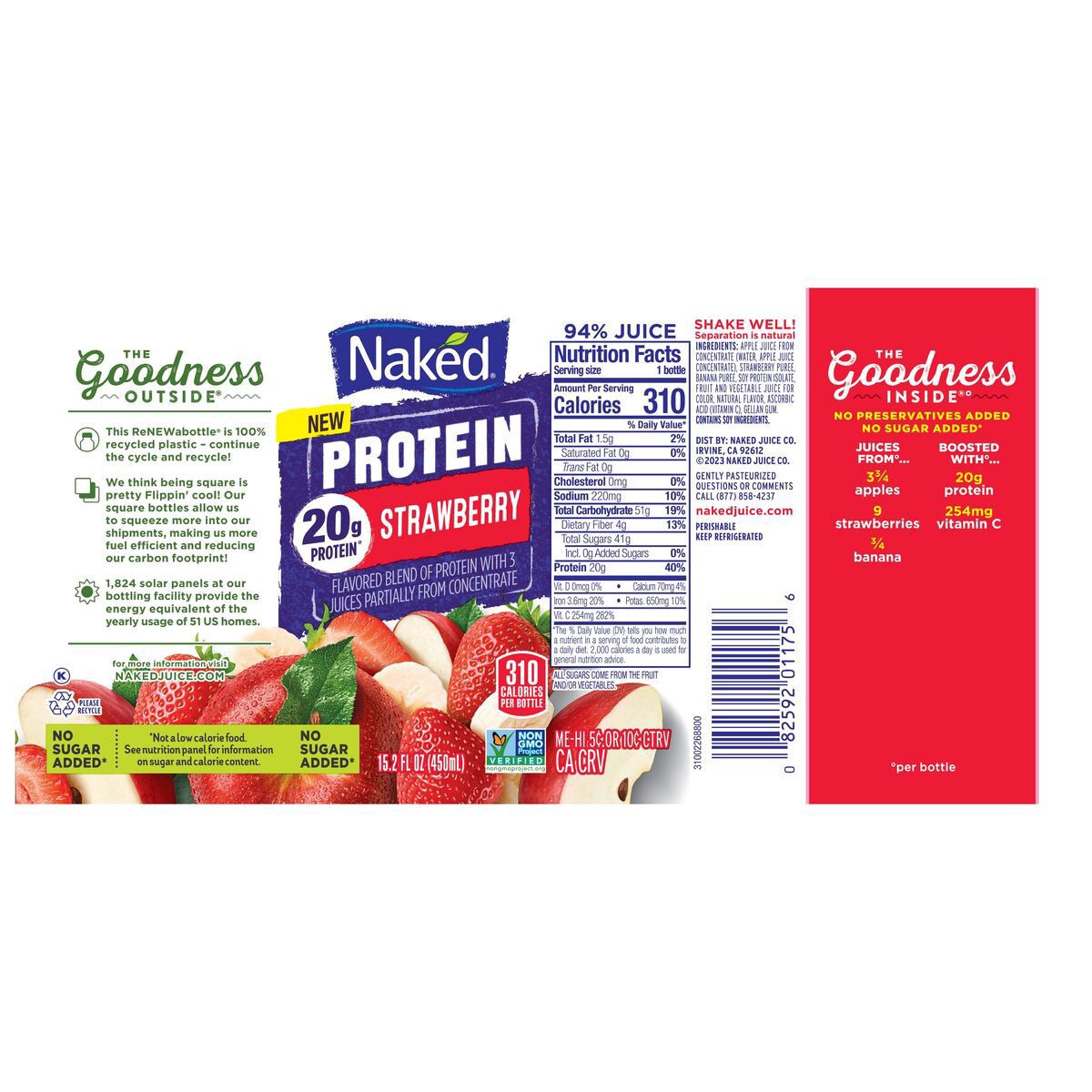 slide 6 of 12, Naked Protein Strawberry 15.2 Oz, 15.20 fl oz
