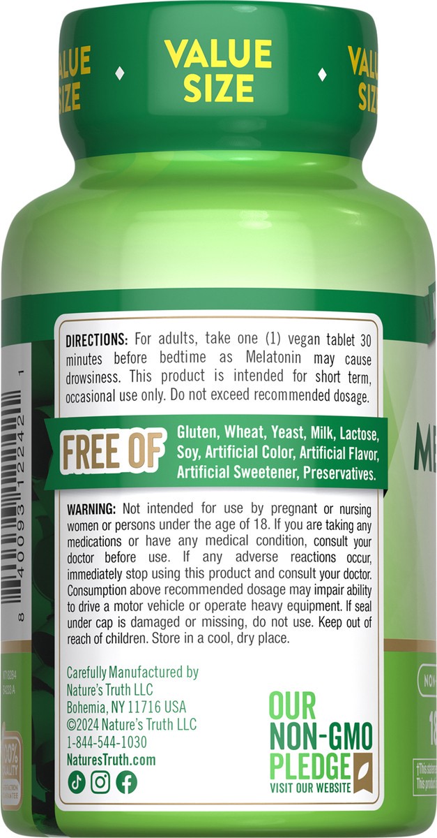 slide 4 of 10, Nature's Truth Melatonin Tablets, 180 ct