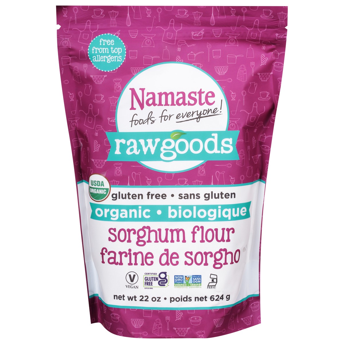 slide 11 of 13, Namaste Raw Goods Organic Sorghum Flour 22 oz, 22 oz