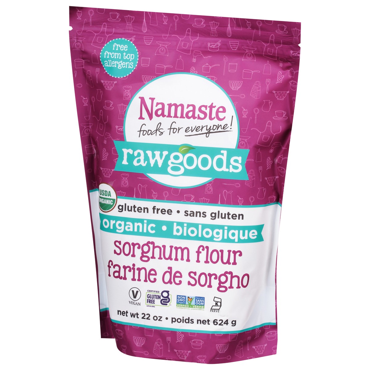 slide 10 of 13, Namaste Raw Goods Organic Sorghum Flour 22 oz, 22 oz
