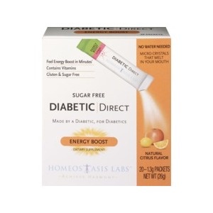 slide 1 of 1, Diabetic Direct Sugar Free Energy Boost Dietary Supplement Packets, Natural Citrus Flavor, 20 ct