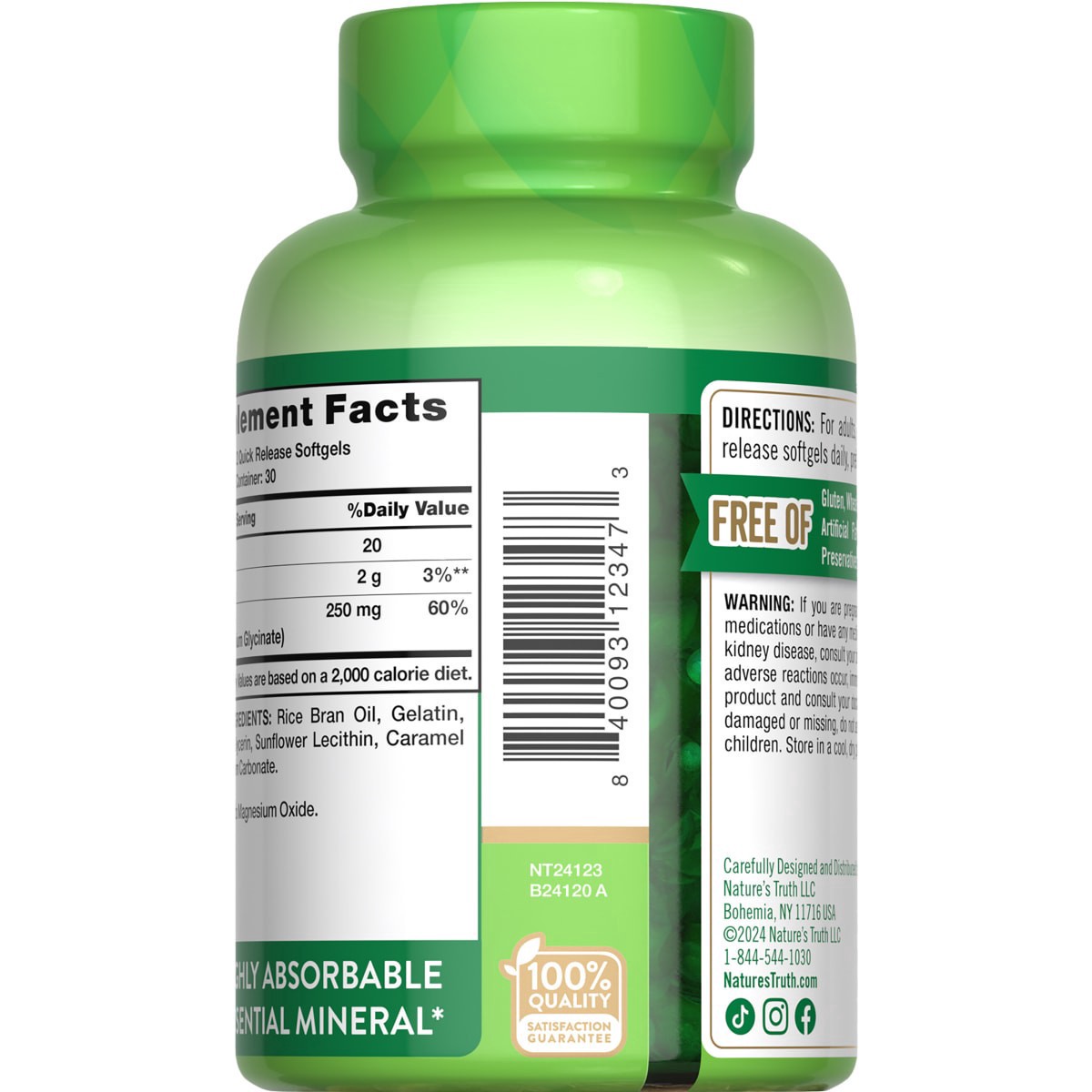 slide 13 of 13, Natures Truth Softgel Magnesm Glycint 250Mg, 60 ct