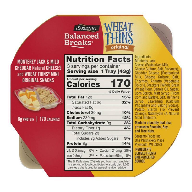 slide 2 of 5, Sargento Balanced Breaks Cheese & Mini Wheat Thin Crackers - 4.5oz/3ct, 3 ct; 4.5 oz