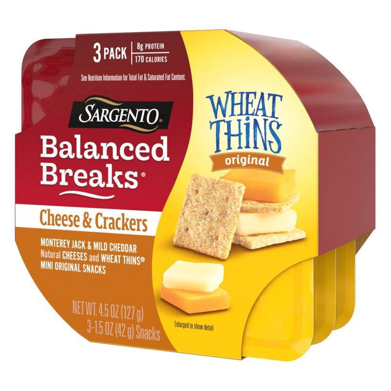 slide 5 of 5, Sargento Balanced Breaks Cheese & Mini Wheat Thin Crackers - 4.5oz/3ct, 3 ct; 4.5 oz