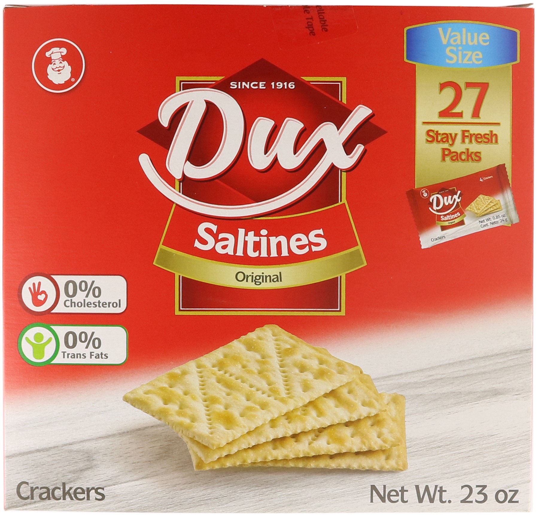 slide 1 of 1, Dux Saltine Box Crackers, 27 oz