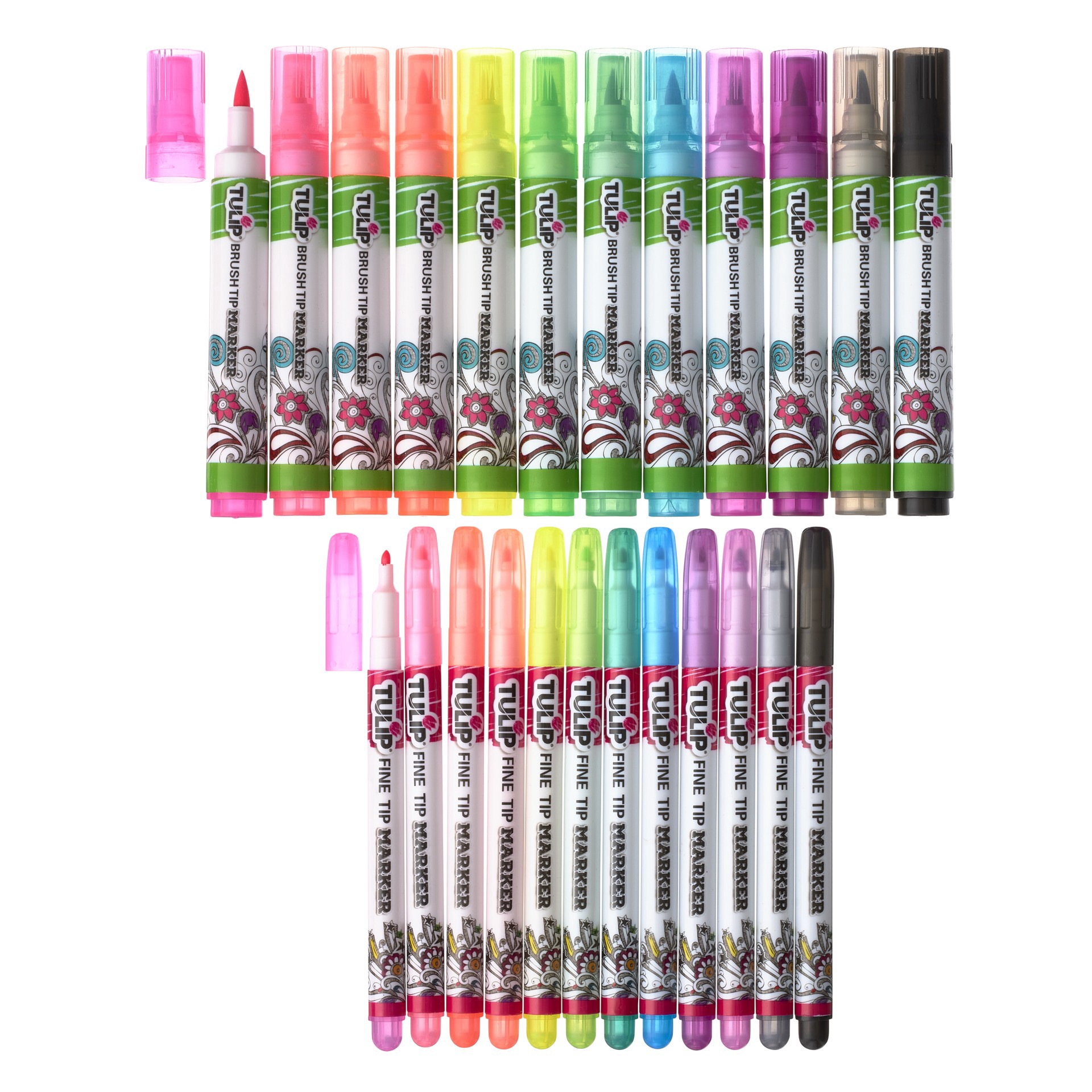 slide 5 of 8, Tulip Ultimate Fabric Markers Neon, 24 Pack, 24 ct