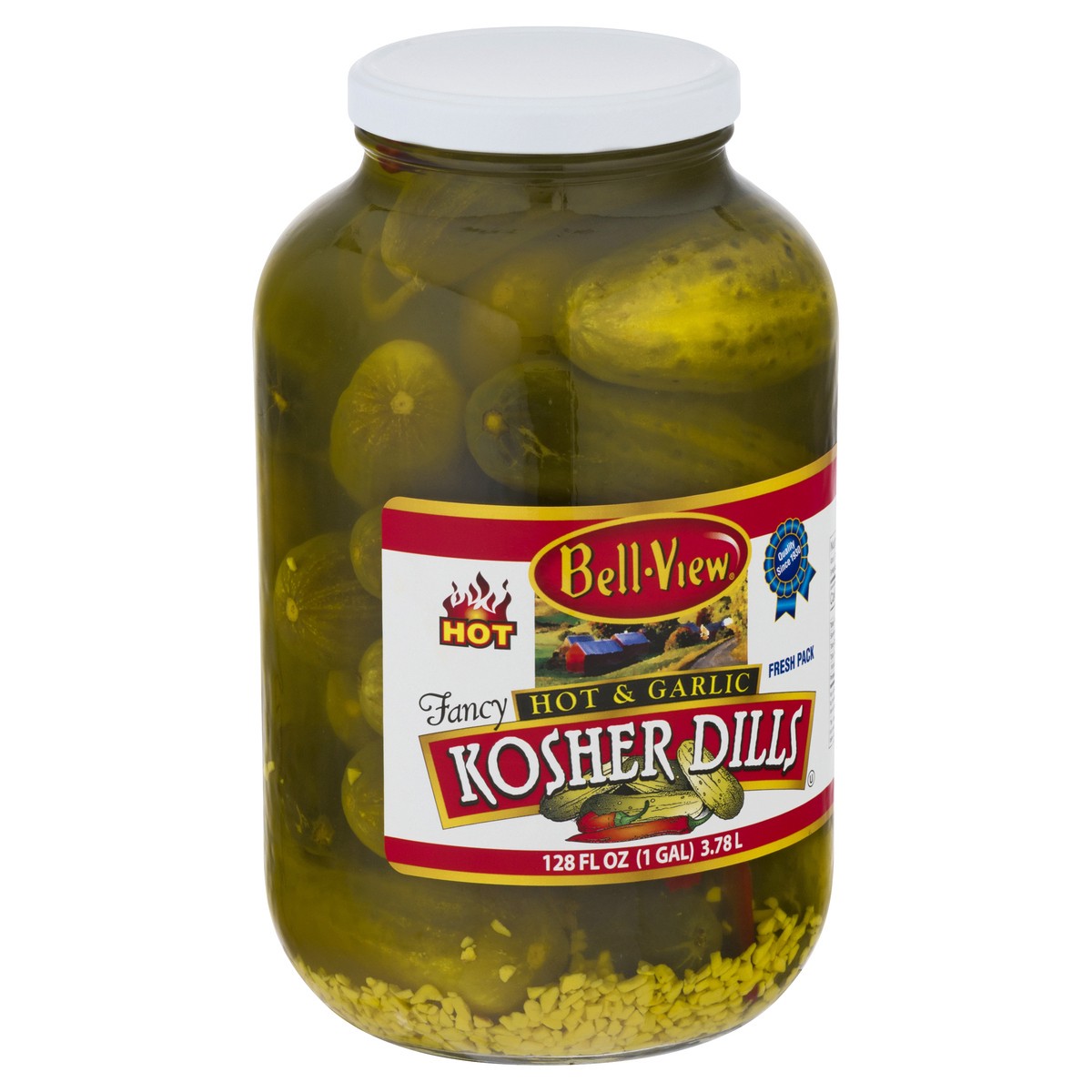 slide 2 of 9, Bell-View Fresh Pack Hot & Garlic Kosher Dills 128 oz, 128 oz