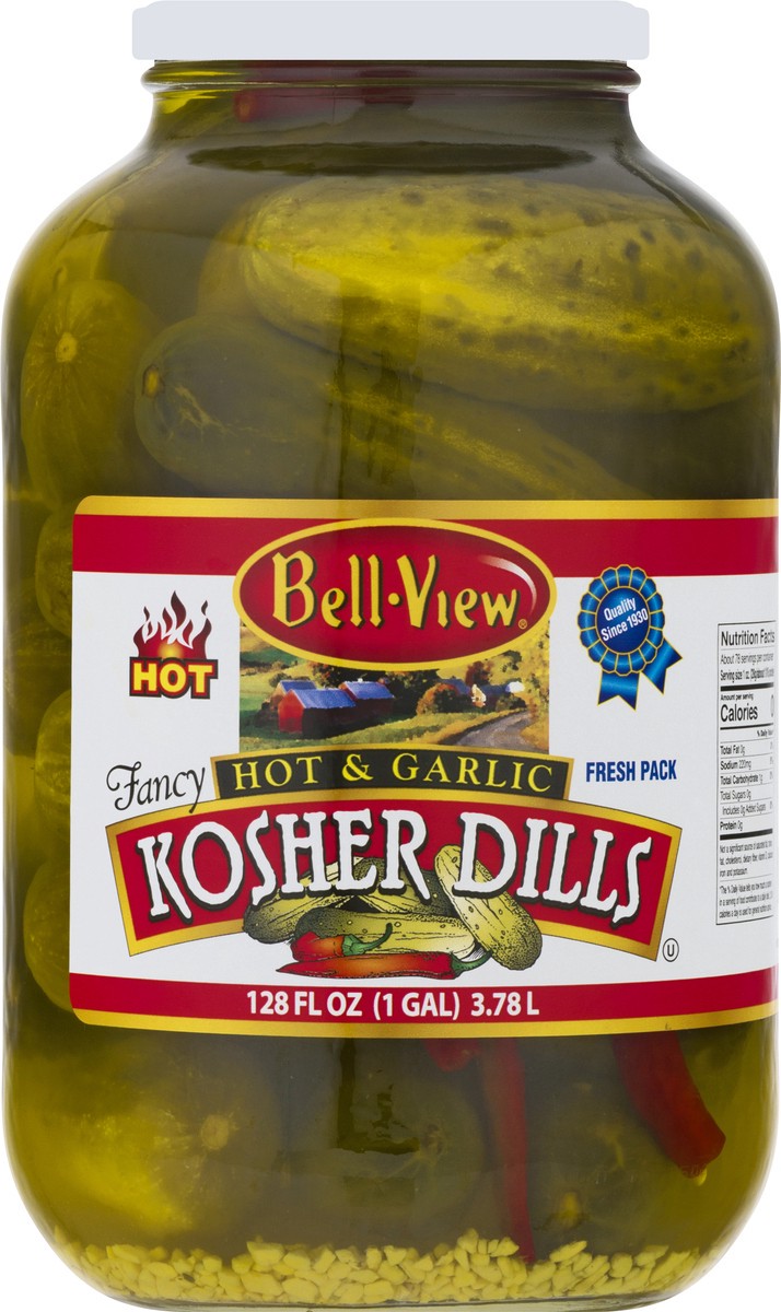 slide 6 of 9, Bell-View Fresh Pack Hot & Garlic Kosher Dills 128 oz, 128 oz