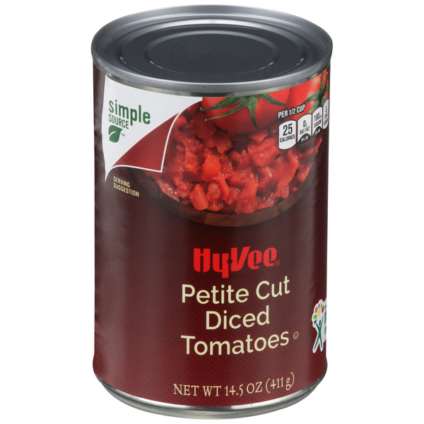 slide 1 of 1, Hy-vee Petite Cut Diced Tomatoes, 14.5 oz