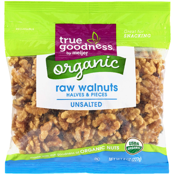 slide 1 of 1, True Goodness Organic Walnut Halves & Pieces, 8 oz