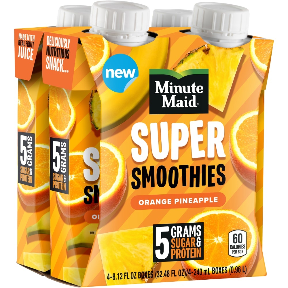 Minute Maid Super Smoothies Orange Pineapple Cartons, 8.12 Fl Oz, 4