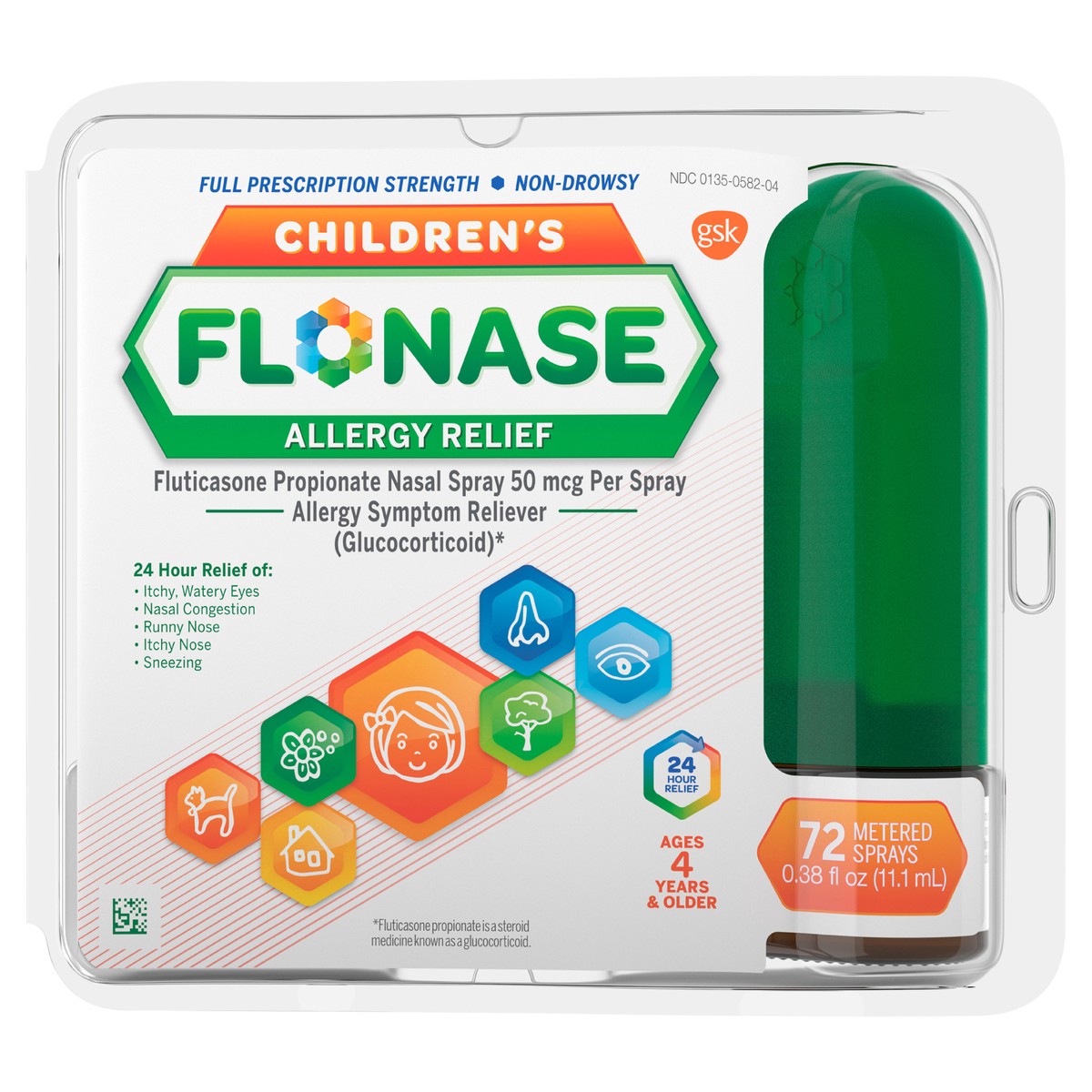 slide 1 of 29, Flonase Children's Allergy Medicine for 24 Hour Relief, Metered Nasal Spray - 72 Sprays, 0.38 fl oz