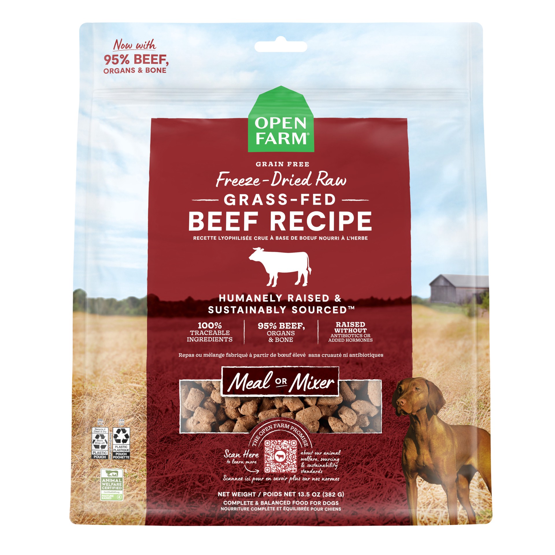 slide 1 of 3, OPEN FARM Grass-Fed Beef Recipe Freeze Dried Raw Morsels for Dogs 3.5 oz, 3.5 oz