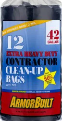 ArmorBuilt 42 Gallon Extra Heavy Duty Contractor Clean-Up Bags with Ties - 12 ct