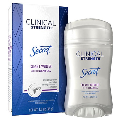 slide 1 of 1, Secret Clinical Strength Clear Gel Antiperspirant And Deodorant Clean Lavender, 1.6 oz