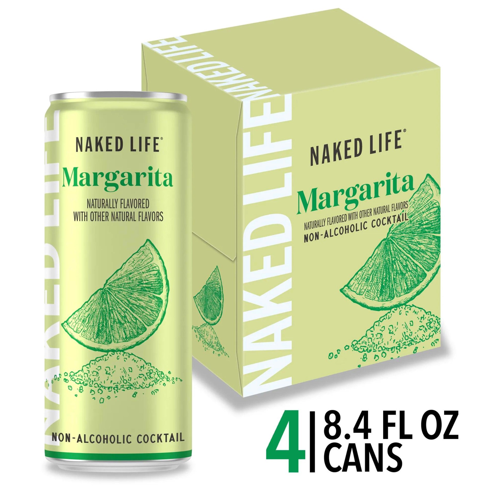 slide 1 of 5, Naked Life Non-Alcoholic Margarita Cocktail 4 pack, 8.4 fl oz cans, 8.40 fl oz