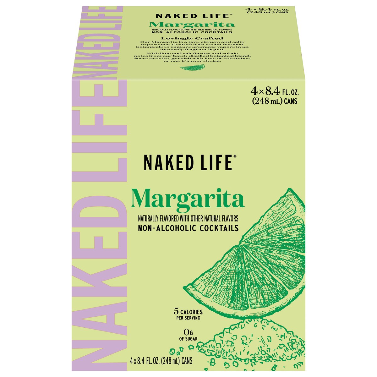 slide 1 of 15, Naked Life Non-Alcoholic Margarita Cocktail 4 pack, 8.4 fl oz cans, 8.40 fl oz